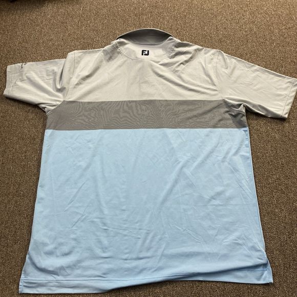 FootJoy Medium The Pearl Club Blue Gray Golfers Athletic FJ Polo Shirt - Picture 8 of 9
